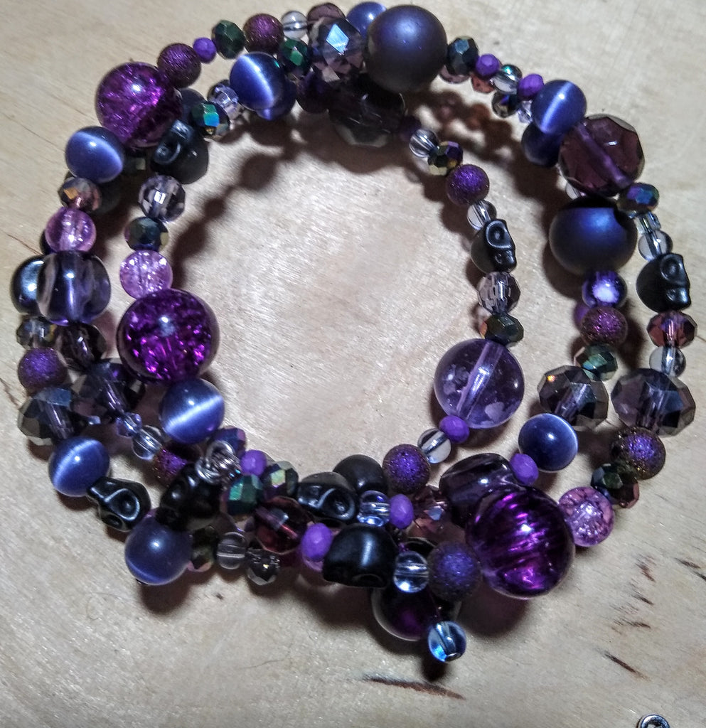 Midnight Rainbow Purple and Aurora Crystal Gothic Bracelet