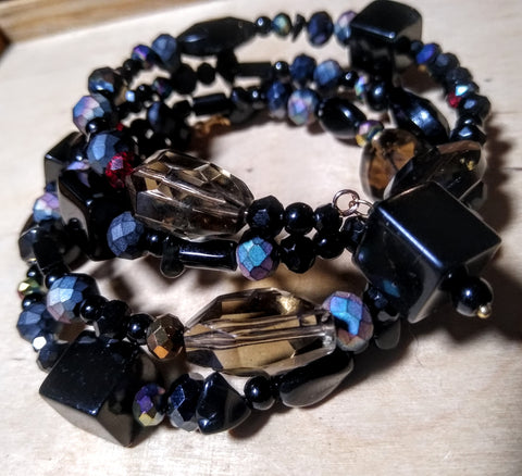 Dark Rainbow with a bit of Blood Aurora Crystal Gothic Bracelet
