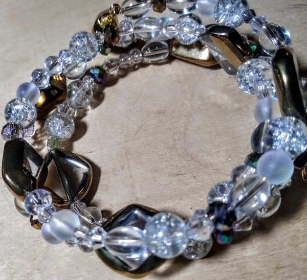 Crystal Art-Deco Style Ornate Wire Bracelet