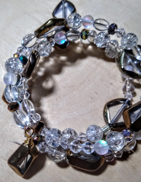 Crystal Art-Deco Style Ornate Wire Bracelet