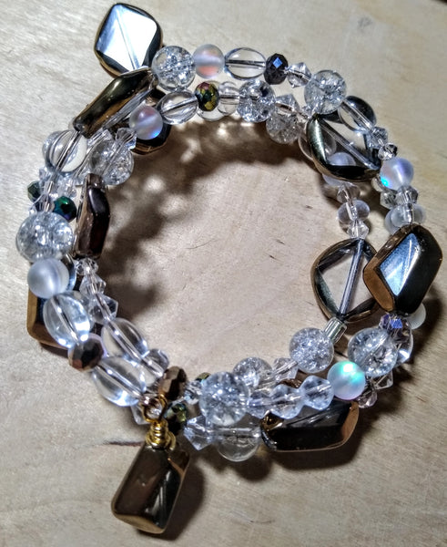 Crystal Art-Deco Style Ornate Wire Bracelet